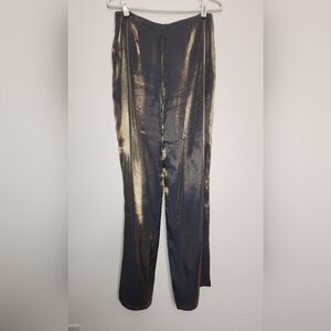 Flores & Flores pewter metallic wide leg dress pants women's 12